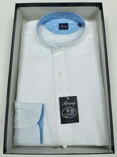 CAMICIA UOMO ART.LINO MOD.COREANA BIANCO MIS.37-47