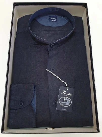 CAMICIA UOMO ART.LINO MOD.COREANA BLU MIS.38-45