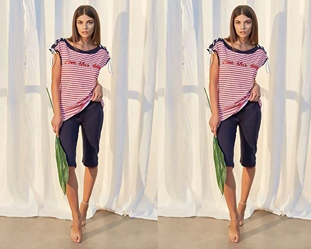 PIGIAMA DONNA MOD. CAMY ASS.BLU NAVY-FRUTTI ROSSI TAG.S-XL