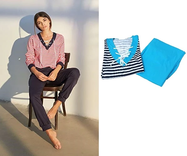 PIGIAMA DONNA MOD.CHARLOTTE AS.BLU NAVY-FRUTTI ROS. TAG.S-XL