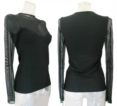 MAGLIA DONNA CON MANICA IN TULLE NERO TG.M4