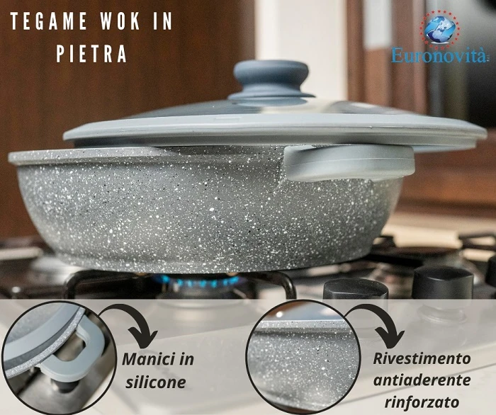 TEGAME C/COPERCHIO IN VETRO 28CM MAN.SIL