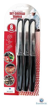Foto di COLTELLI DA TAVOLA SEGHETTATI SET 6PZ NERI