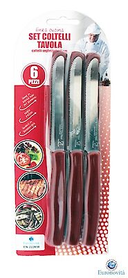 Foto di COLTELLI DA TAVOLA SEGHETTATI SET 6PZ MARRONI