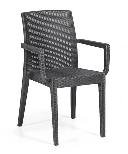 Foto di RATTAN SEDIA SIENA C/BRACCIOLI ANTRACITE