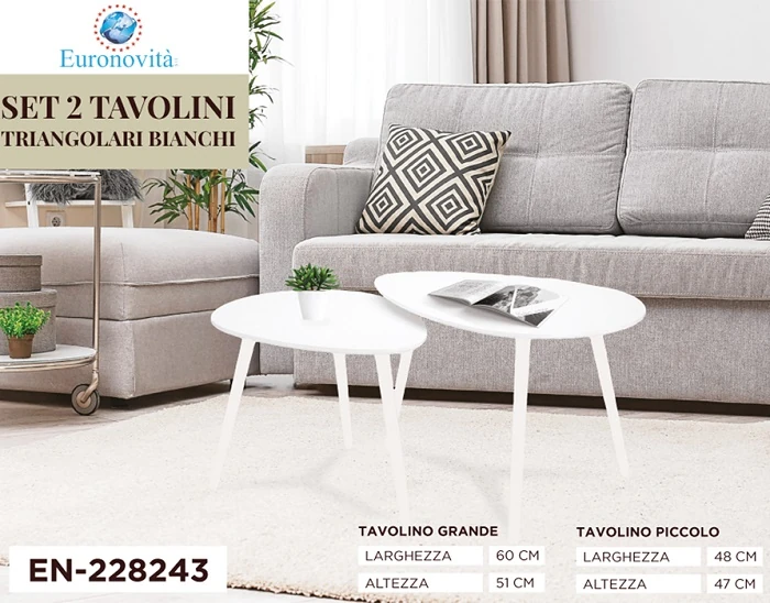 TAVOLINI SET 2PZ OVALOIDI BIANCHI