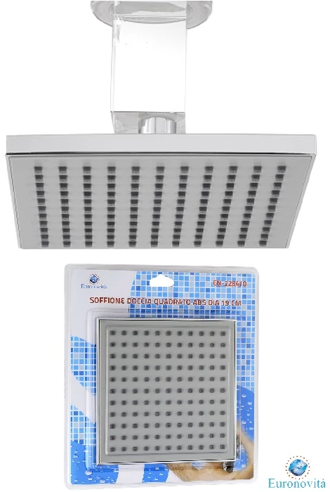 SOFFIONE DOCCIA QUADRATO ABS 19 CM SILVER