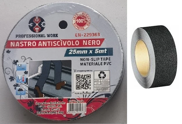 NASTRO ANTISCIVOLO NERO 25MM DA MT.5