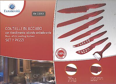 Foto di COLTELLI SET 7PZ ROSSI RIVESTIMENTO