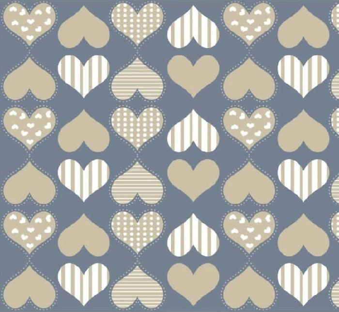 TESSUTO POLICOTONE H.280 CM 140GSM CUORI GRIGI