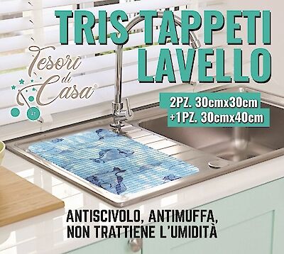 Foto di TAPPETO SOFT LAVELLO TRIS 2PZ 30X30CM+1PZ 30X40CM