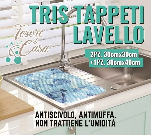 TAPPETO SOFT LAVELLO TRIS 2PZ 30X30CM+1PZ 30X40CM