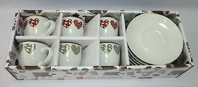 Foto di TAZZA DA BAR C/PIATTINO 6PZ COL. DECORO SFONDO BIANCO CU
