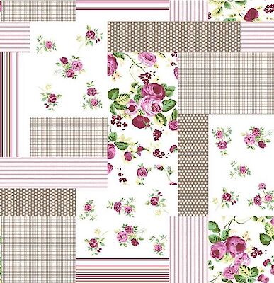 Foto di TESSUTO COTONE H.142CM 145GSM ROSE SFONDO TORTORA