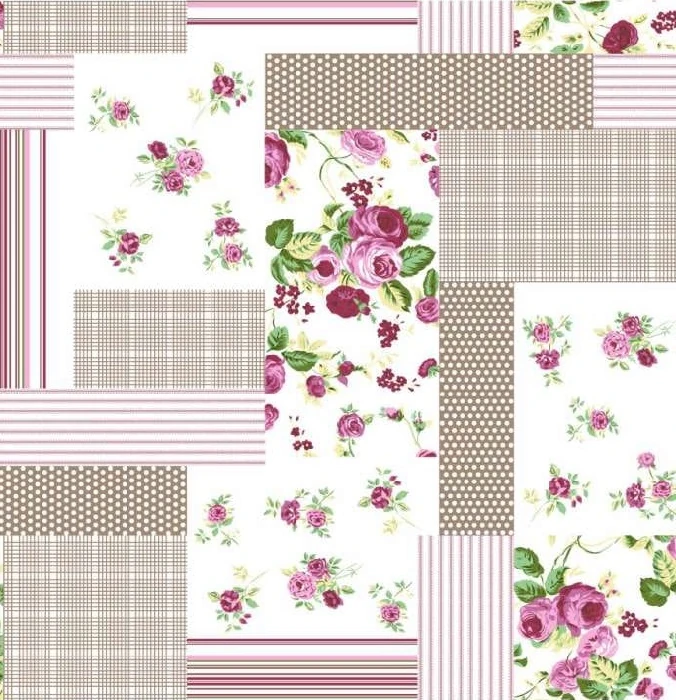TESSUTO COTONE H.142CM 145GSM ROSE SFONDO TORTORA