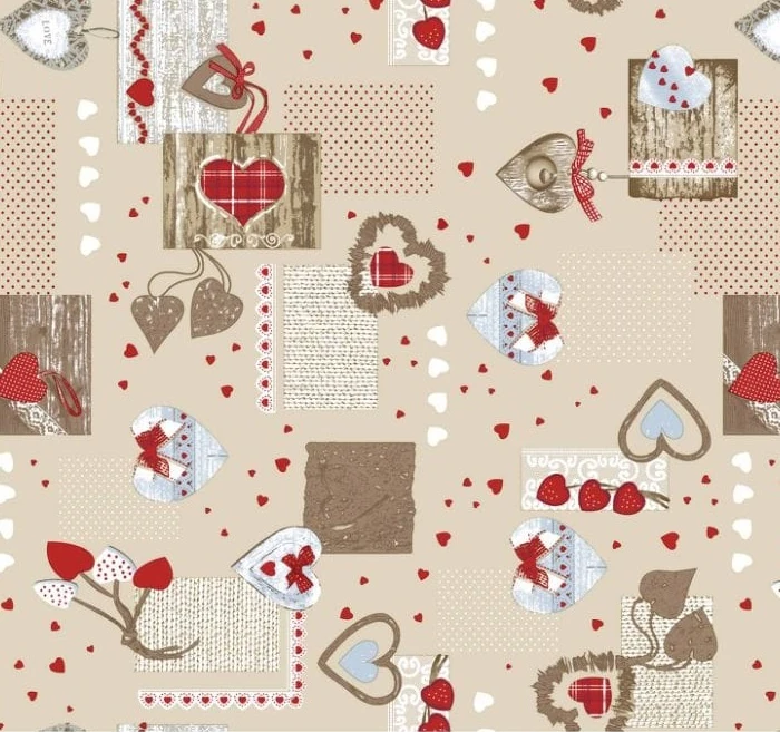 TESSUTO POLICOTONE H.140CM 80GSM SHABBY CUORI ROSSO
