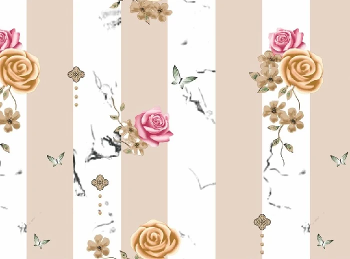 TESSUTO POLICOTONE H.140CM 80GSM ROSE E FARFALLE