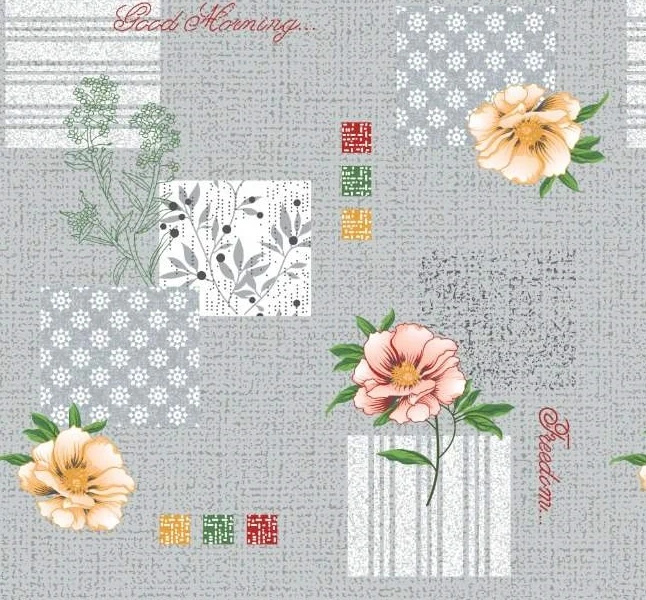 TESSUTO POLICOTONE H.140CM 80GSM FIORI SFONDO GRIGIO