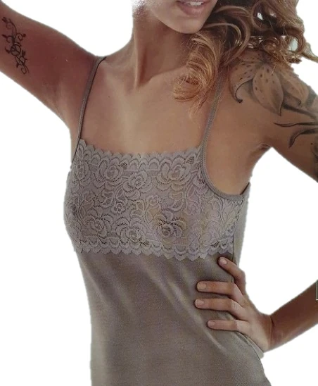 CANOTTA DONNA 90% COTONE 10% ELASTAN COL. PIZZO