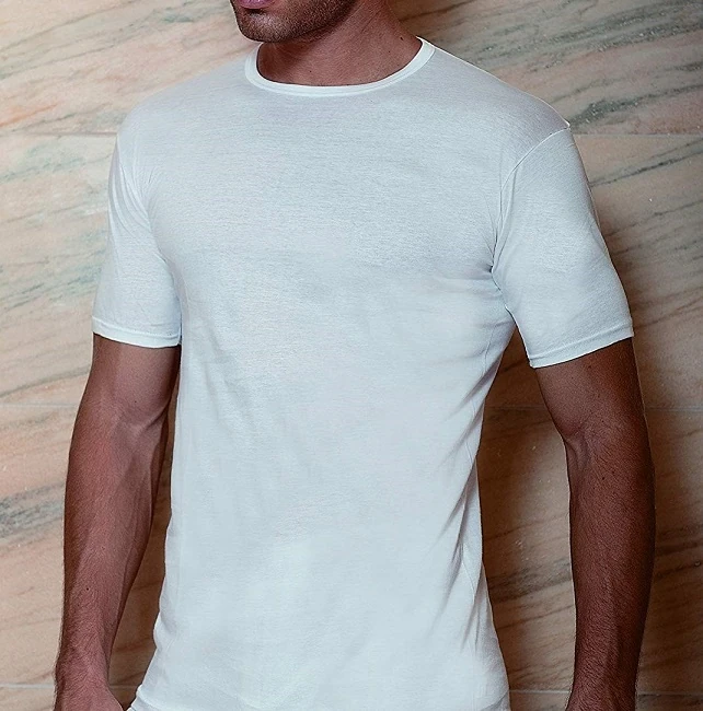 MAGLIA UOMO BIANCA 90% COTONE 10% ELASTAN M/M PARICOLLO