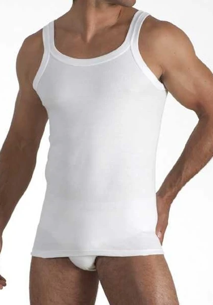 CANOTTA UOMO BIANCO SPALLA STRETTA 100% COTONE COST.1-1
