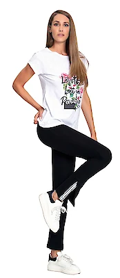 Foto di LEGGINGS DONNA LUNGO CON INSERTO BANDA NERO TAG.M/L