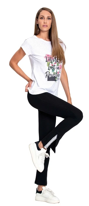 LEGGINGS DONNA LUNGO CON INSERTO BANDA NERO TAG.M/L