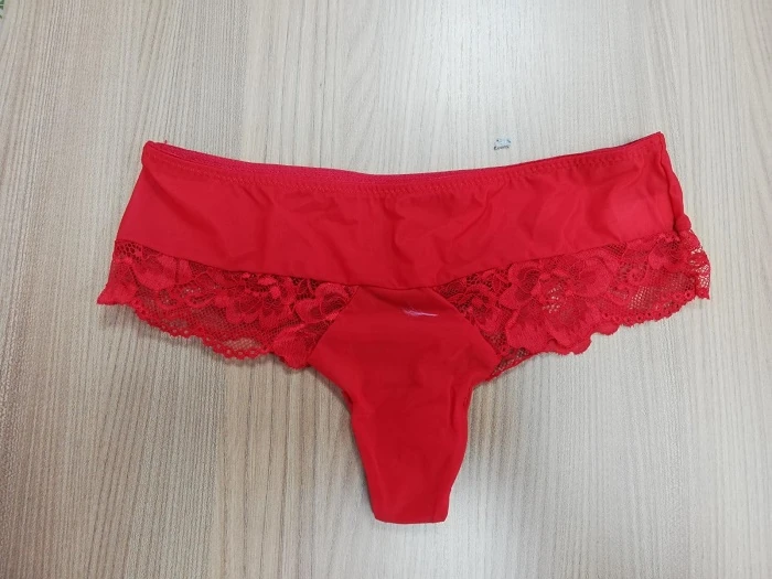 SLIP BRASILIANO DONNA CON INSERTO PIZZO ROSSO TAG.L/5