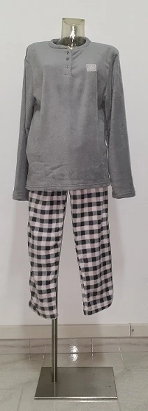 PIGIAMA DONNA CORAL FLAN.100% POL.ANTRACITE/GRIGIO TG.S-XL