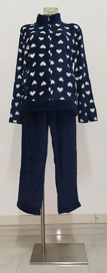 PIGIAMA DONNA CORAL FLAN.100% POL.ANTRACITE/BLU TG.S-XL