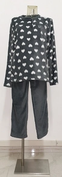 PIGIAMA DONNA CORAL FLAN.100% POL.ANTRACITE/BLU TG.S-XL