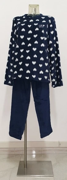 PIGIAMA DONNA CORAL FLAN.100% POL.ANTRACITE/BLU TG.S-XL